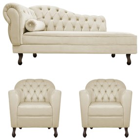Kit Diva Recamier Diana 160cm Lado Direito e 02 Poltronas Julia Suede - ADJ Decor