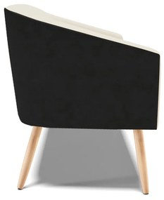 Sofá 2 Lugares Namoradeira Pé Palito Natural Stella Preto/Linho Areia D03 - D'Rossi
