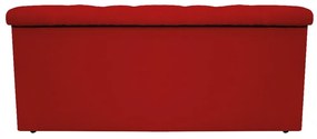 Recamier Baú Estofada Mel 90 cm Solteiro Com Capitonê  Suede Vermelho - ADJ Decor