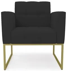 Poltrona Base Industrial Dourado Kit 2 Ana Veludo Preto - Ibiza