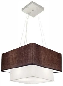Lustre Pendente Duplo Quadrado Vivare Md-4157 Cúpula em Tecido 40x35cm Café / Branco - Bivolt