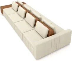 Sofá Ilha e Puff Sala Living 425cm Siesta M22 Linho Areia/Marrom - Mpo
