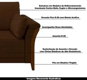 Sofá Decorativo 3 Lugares 222cm Market Veludo Marrom G45 - Gran Belo