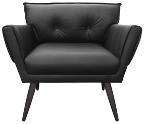 Kit 02 Poltronas Anitta Corino Pés Palito de Ferro D03 - D'Rossi - Preto