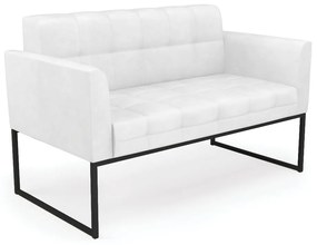 Sofá Namoradeira Elisa Corano Branco Base Metálica Industrial Preto - D'Rossi