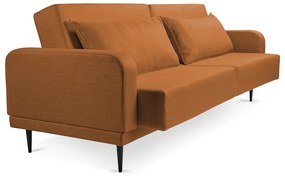 Sofá Cama 03 Lugares Angel Linho Terracota Pés Tabaco - D'Rossi
