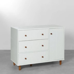 Cômoda Valentina 3 Gavetas 1 Porta - Branco e Nature