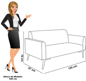 Sofá Namoradeira com Poltrona Pés Villach Marisa Veludo Rosê
