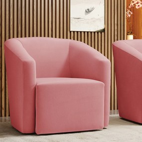 Poltrona Decorativa Base Giratória Stella Max Suede Rosê D03 - D'Rossi