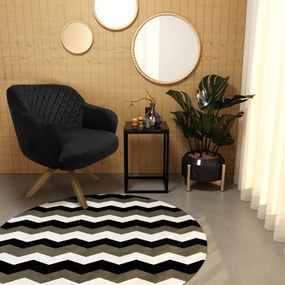Kit 2 Poltronas Decorativas Kitana Pés Madeira Giratório Veludo Preto G15 - Gran Belo