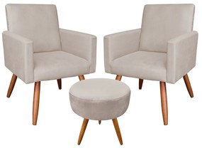 KIT 02 POLTRONAS COM 01 PUFF LARISSA SUE - Bege