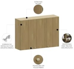 Armário de Cozinha Aéreo 120cm 3 Portas Mirella Freijó L01 - Mpozenato