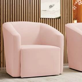 Poltrona Decorativa Base Giratória Stella Max Veludo Rosê D03 - D'Rossi