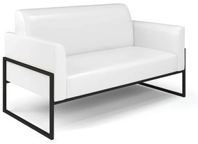 Sofá 2 Lugares Namoradeira Marisa Industrial Alta Preto Sintético Pu D03 - D'Rossi - Branco