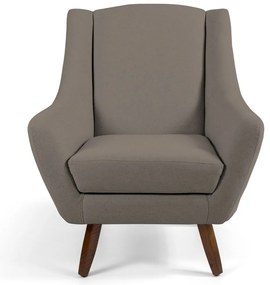 Kit 02 Poltronas Decorativas Sala de Estar Pés de Madeira Naomi Veludo Bege G15 - Gran Belo