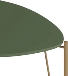 Mesa Lateral Baixa Para Sala Pés Metálicos Blen Musgo/Dourado I06 - Mp
