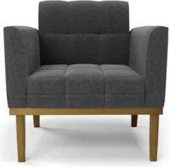 Poltrona Sala Base Madeira Castanho Kit 2 Ana Bouclé Grafite - Ibiza