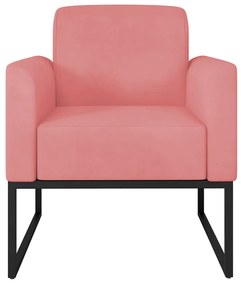 Poltrona Decorativa Isabella Base Industrial Suede Rosê/Preto G19 - Gran Belo