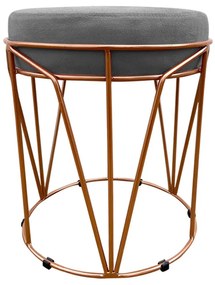 Puff Multiuso com Mesa Babu 2 em 1 Suede Grafite Base Cobre - D'Rossi
