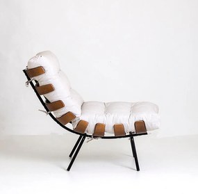 Poltrona Costela Decorativa com Puff Sala de estar