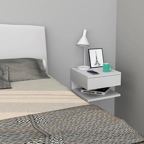 Mesa de Cabeceira Suspensa Lateral Apoio 1 Gaveta Branco