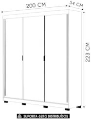 Guarda Roupa Casal 200cm 3 Portas Porto Imbuia/Fendi - Vila Rica