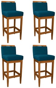 Kit 4 Banquetas Decorativa Elis Veludo Azul Marinho