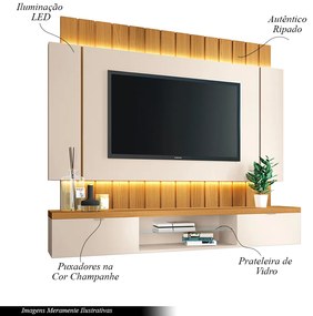 Painel Home Suspenso 1.8 para TV até 55" Sala de Estar Shawn Off White/Cinamomo G26 - Gran Belo