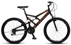 Bicicleta GPS Aro 26 Aço 21 Marchas Dupla Suspensão Freio V-Brake Pret