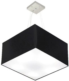 Lustre Pendente Quadrado Md-4199 Cúpula em Tecido 30/60x60cm Preto - Bivolt
