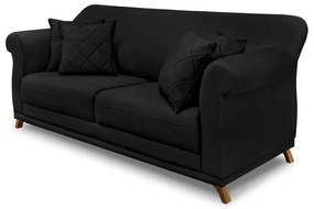 Sofá Decorativo 160cm 2 Lugares com 4 Almofadas Armstrong Suede Preto G63 - Gran Belo