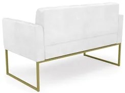 Sofá Namoradeira Base Industrial Dourado Ana Sintético PU Branco - Ibi