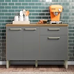 Balcão de Cozinha com Tampo 120cm Louis Z06 Freijó/Gris - Mpozenato