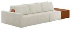 Sofá Ilha Modular Living com Puff 312cm Georgia Z08 Boucle Bege/Carame