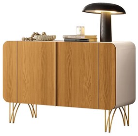 Buffet Decorativo Sala de Estar Bambino MDP/MDF Pés em Aço Off White/Cinamomo G26 - Gran Belo
