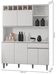 Kit Cozinha Compacta 130cm Com 6 Portas e 1 Gaveta Alice Branco - AJL