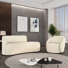 Sofá 2 Lugares Orgânico 140cm Morgan e Poltrona Lua Linho - Bege