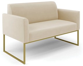 Sofá Namoradeira Base Industrial Dourado Marisa Suede D03 - D'Rossi - Bege