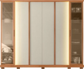 Guarda Roupa Estância Casal Ripado com 6 Portas e 4 Gavetas MDF  Freijo/OffWhite G11- Gran Belo