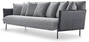 Sofá Gante 4 lugares Assento Tabaco Braços Couro Base Grafite 258cm - 62502 Sun House
