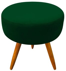 Puff Banqueta Berlim Redondo Suede Verde Pés Castanho D'Rossi
