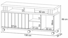 Rack para Sala Bancada de TV 70 Pol 136cm Sora 1.3 H01 - D'Rossi - Off White e Cinamomo