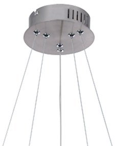 Pendente Oca Aros Duplo Ø60X4Cm / Ø40X4Cm Led 54W 3000K Bivolt | Bella... (NIckel)