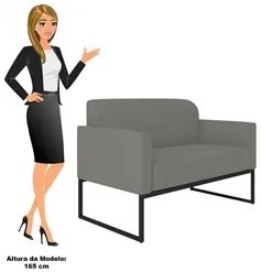 Kit Namoradeira e 2 Poltronas Decorativas Base Industrial Preta Maress