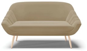 Kit 01 Namoradeira 02 Lugares e 02 Poltronas Giovana Suede Marrom Rato Pés Palito Natural - D'Rossi