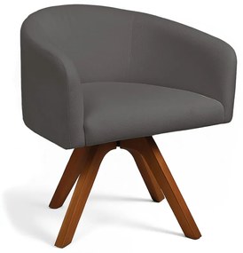 Poltrona Sala Base Giratória Madeira Arielle Bouclê Grafite D03 - D'Rossi