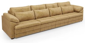 Sofá Retrátil Elétrico Sala de Estar Nolan Bipartido 339cm Conforto Premium em Couro Bege Manchado G58 - Gran Belo