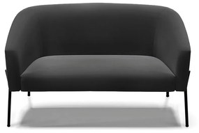 Sofá 2 Lugares Namoradeira Pé de Ferro Preto Stella Suede D03 - D'Rossi - Preto