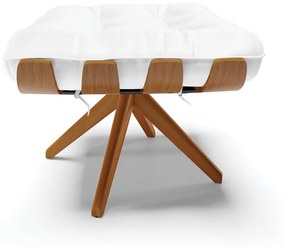 Puff Giratório Costela Sintético Base de Madeira MA30 M11 - D'Rossi - Branco