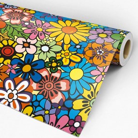Papel de parede adesivo floral colorido